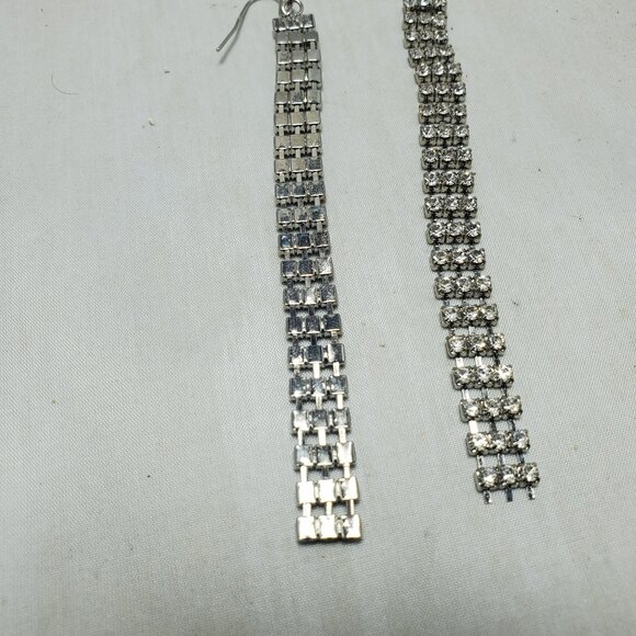 Charming Charlie Silver rhinestone dangle fish hook earrings - Picture 3 of 6